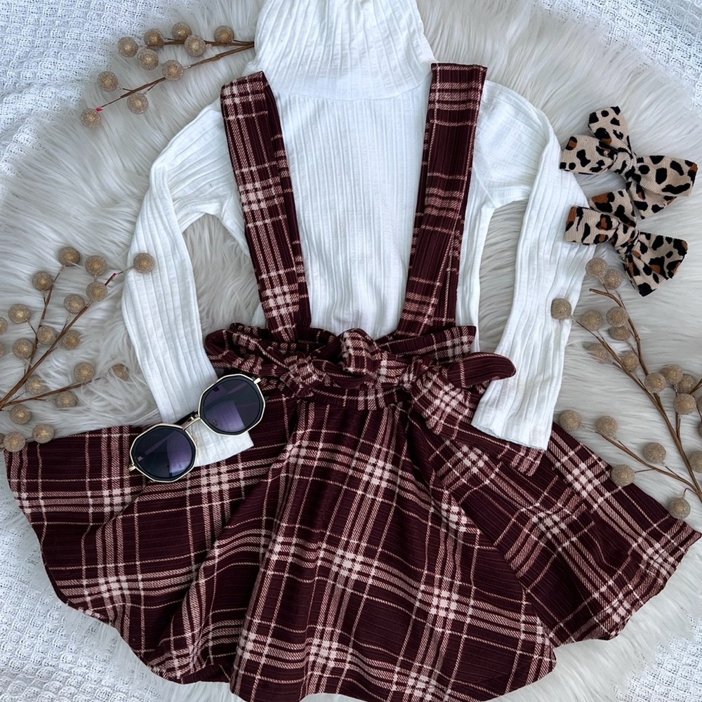 5T Plaid Suspender Skirt